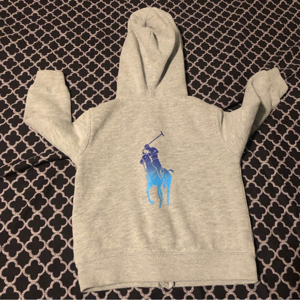 Polo Ralph Lauren Jacket Toddler 24 Months Gray Full Zip Hooded Fleece Logo H1 - Picture 1 of 7